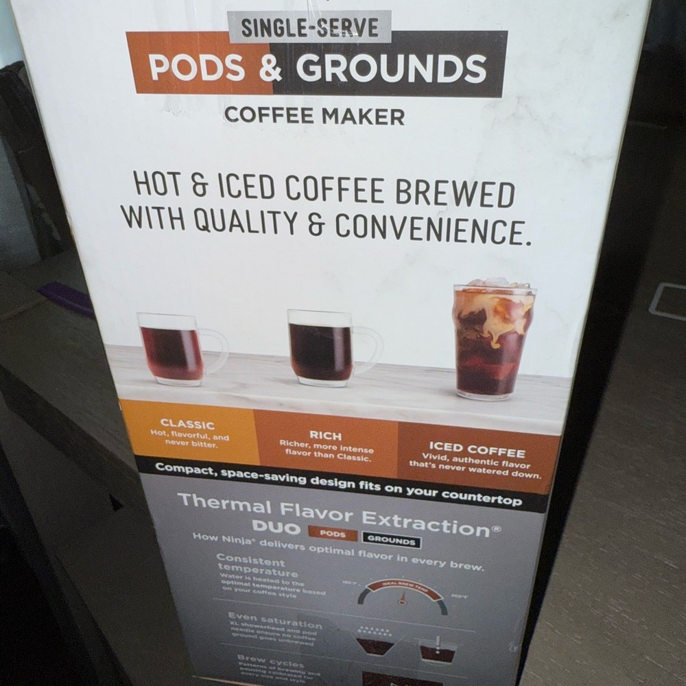 Ninja Single-Serve Coffee Maker grounds or pods NIB MODEL doesn’t have FROTHER - Picture 2 of 3